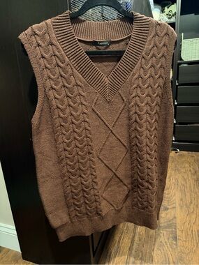 Espresso Brown Cable Knit Sweater Vest